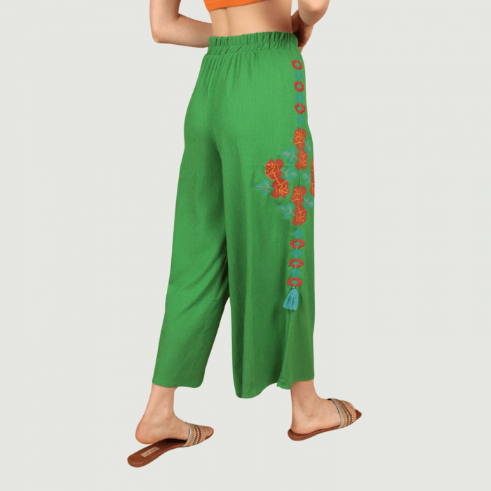 Pantaloni de vara cu broderie verzi [2]