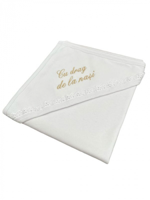 Pled bbc bebelus cu mesaj brodat - Cu drag de la nasi [2]