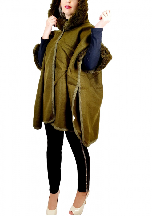 Poncho Dama masura universala culoarea kaki [2]