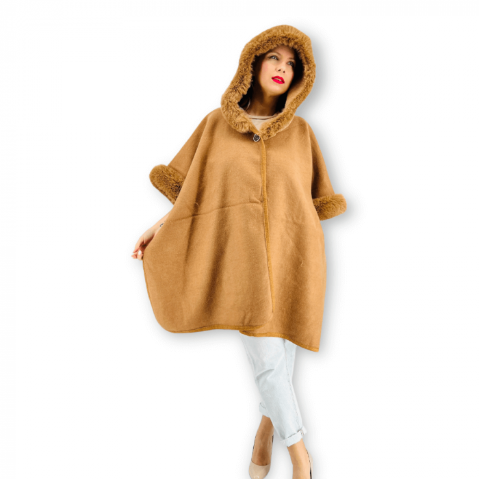 Poncho Dama masura universala culoarea maro 2 [2]