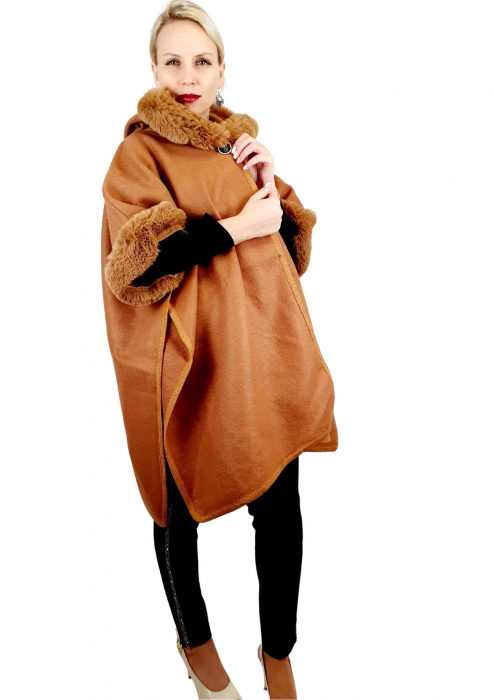 Poncho Dama masura universala culoarea maro [2]