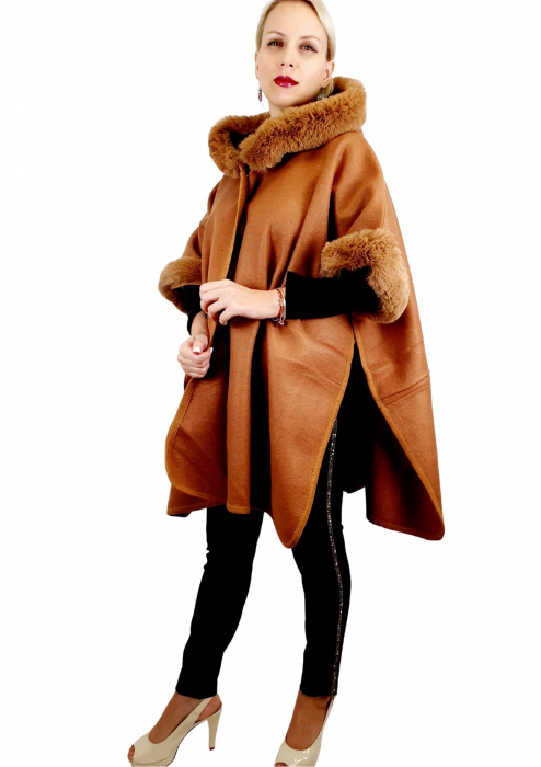 Poncho Dama masura universala culoarea maro [3]