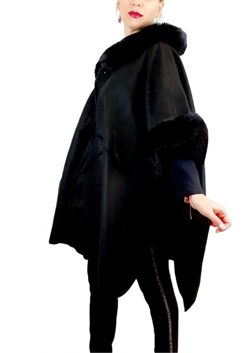 Poncho dama masura universala culoarea negru