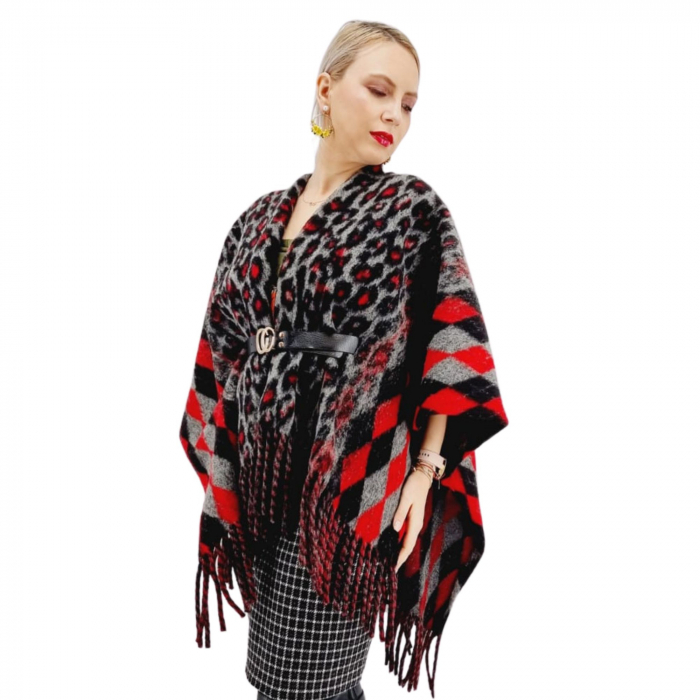 Poncho din lana cu blanita Sanda 14 [4]