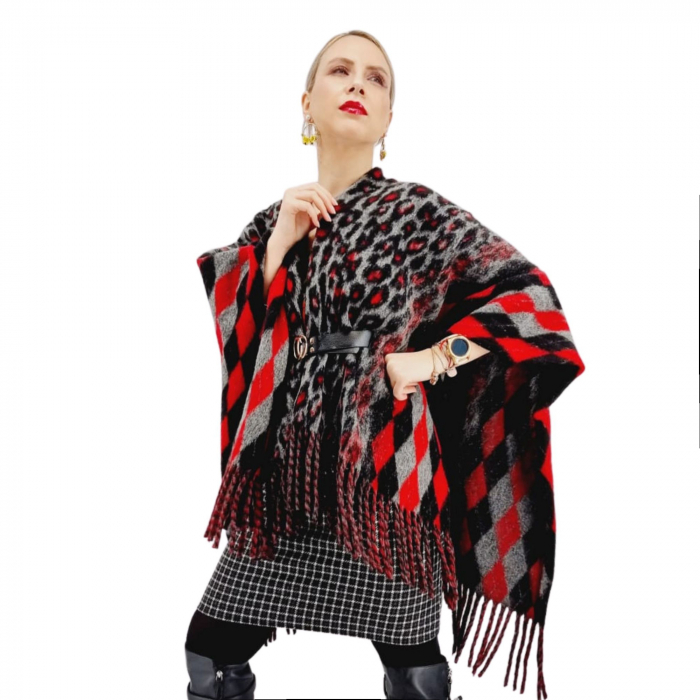 Poncho din lana cu blanita Sanda 14 [3]