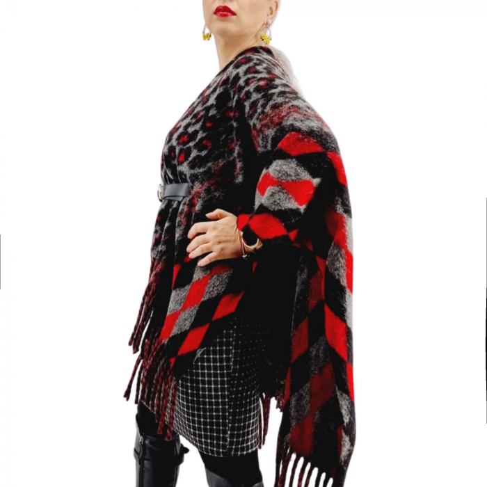 Poncho din lana cu blanita Sanda 14 [2]