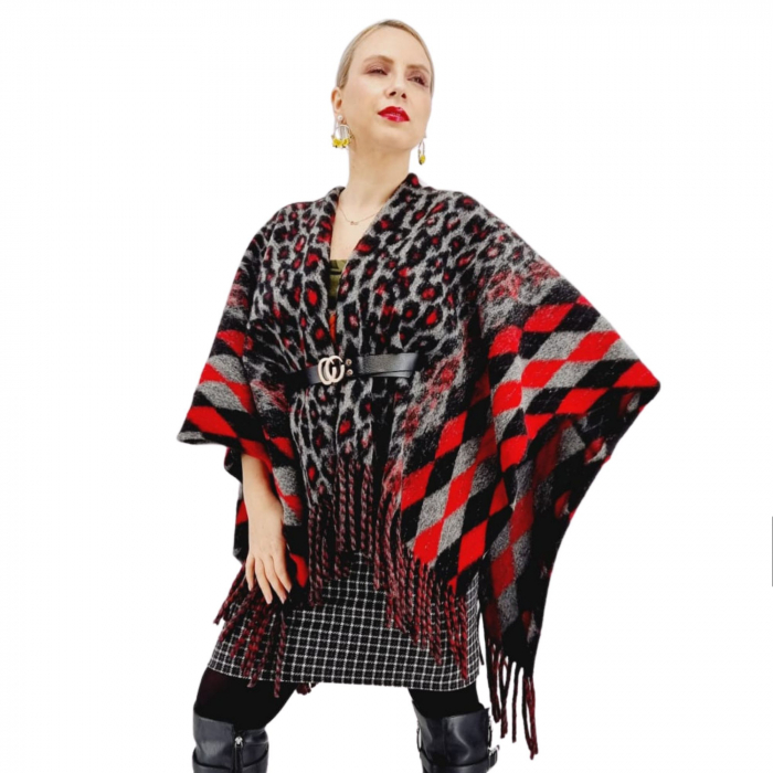 Poncho din lana cu blanita Sanda 14 [5]
