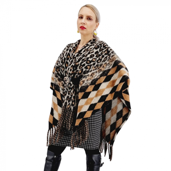 Poncho din lana cu blanita Sanda 15 [2]