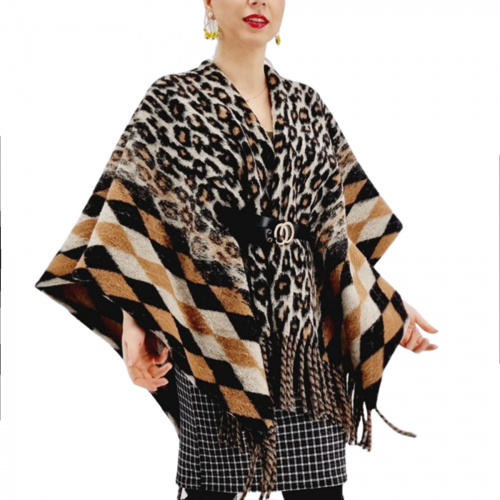 Poncho din lana cu blanita Sanda 15 [4]