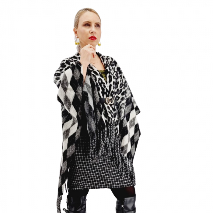 Poncho din lana cu blanita Sanda 15 [3]