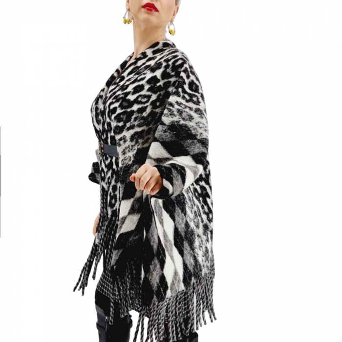 Poncho din lana cu blanita Sanda 15 [2]