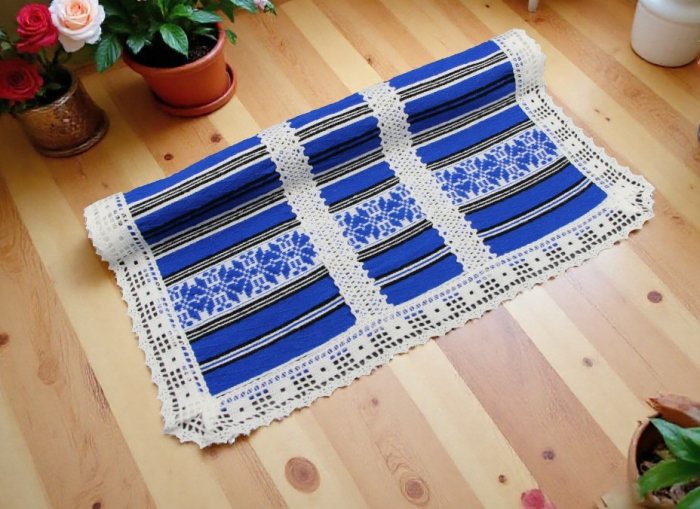 Artizanat traditional Alexandrina 120A 40 cm alb cu albastru