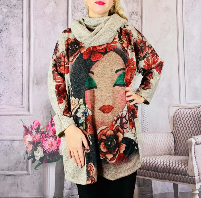Pulover cu esarfa - fata draga 4