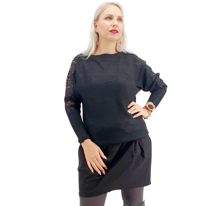Pulover dama cu macrame pe maneca - diferite culori