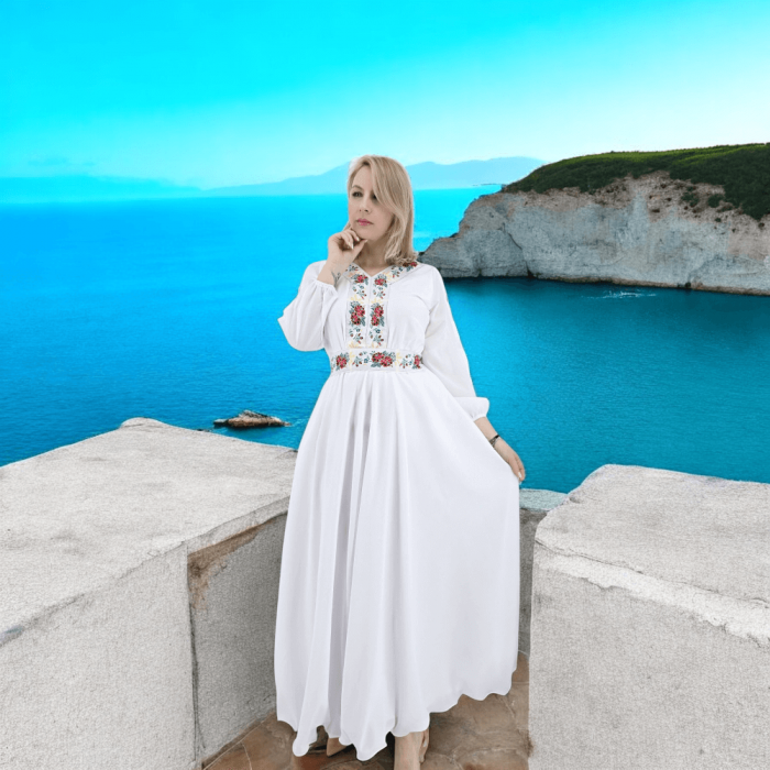 Rochie alba stilizata traditional Afroditha 2 [2]