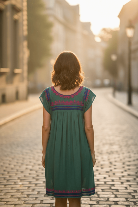Bluza/Rochie cu broderie verde [3]