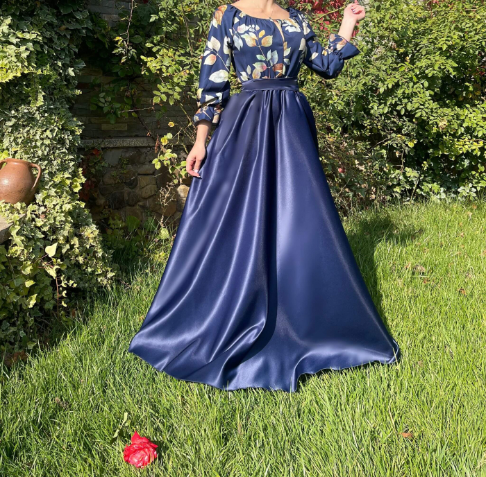 Rochie cu motive florale eleganta lunga Teo 4 [3]