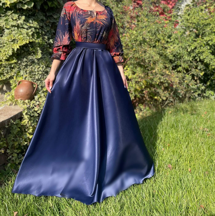 Rochie cu motive florale eleganta lunga Teo 5 [2]