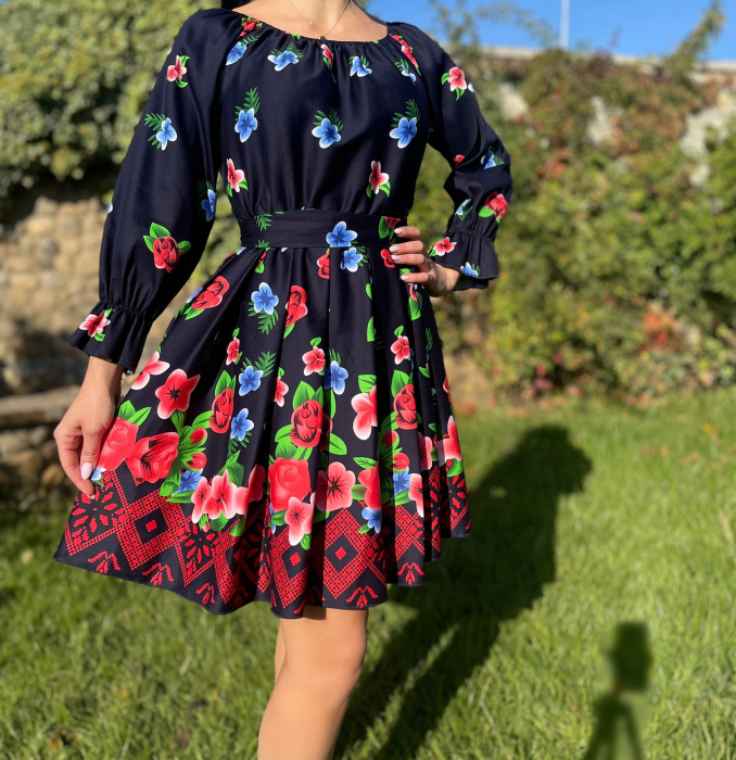 Rochie cu motive florale eleganta Adel [2]