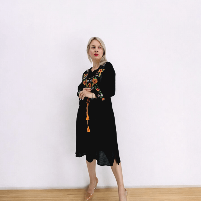 Rochie Brodata TraditiRochie Dama cu Broderie Galbena -  Melissa [3]