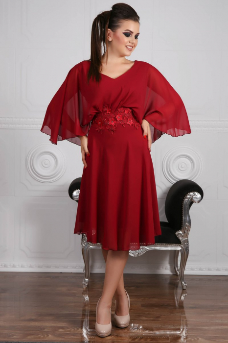 Rochie daniela din voal bordo