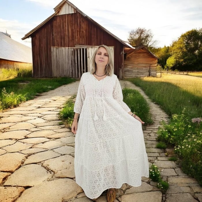 Rochie din bumbac cu broderie broderie englezească Angela 3 [3]