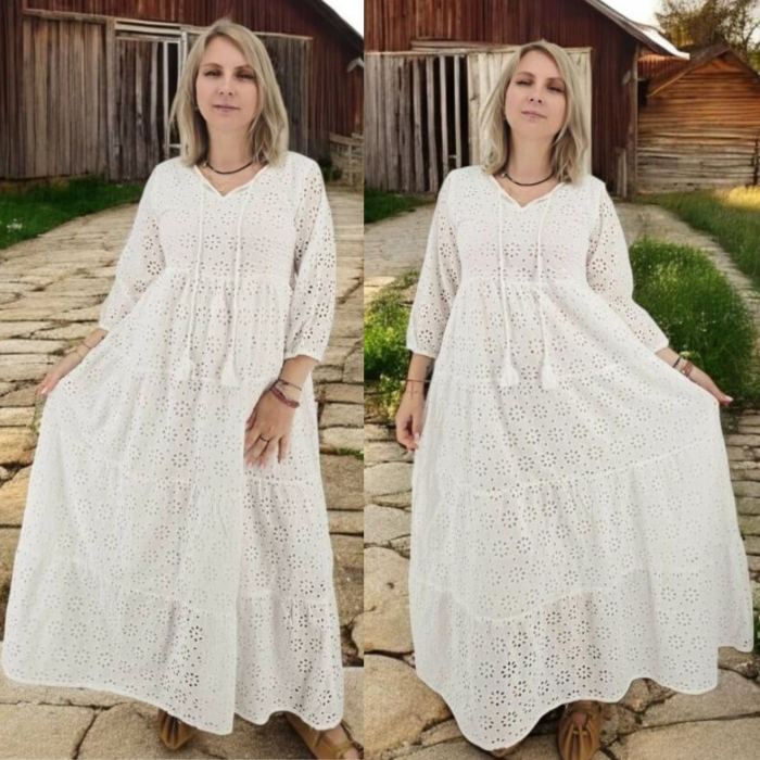 Rochie din bumbac cu broderie englezeasca Angela 3