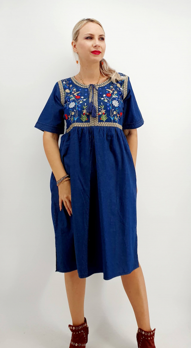 Rochie din denim cu broderie Flavia 3 [2]