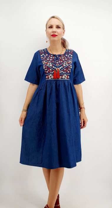 Rochie din denim cu broderie Flavia 4 [2]