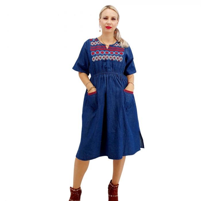 Rochie din denim cu broderie Flavia 5 Rochie din denim cu broderie Flavia 5