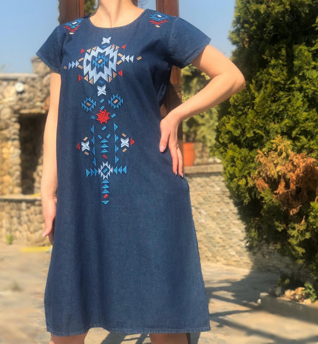 Rochie Traditionala din denim Sanda [2]