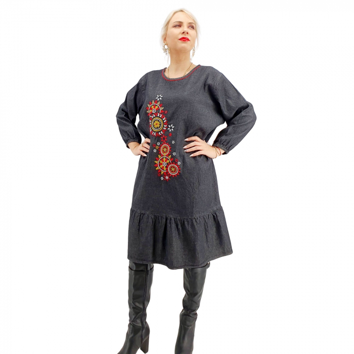 Rochie din denim cu broderie - Valentina 3 [6]