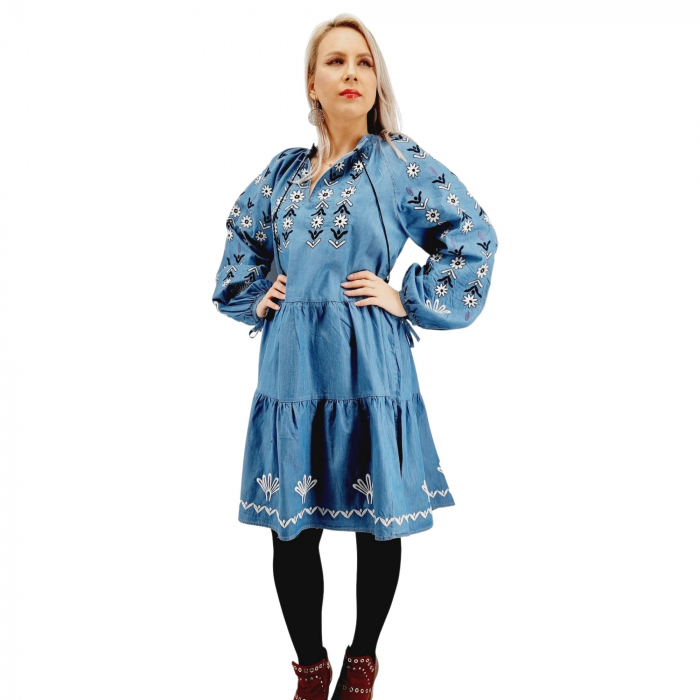 Rochie din denim cu broderie - valentina 4