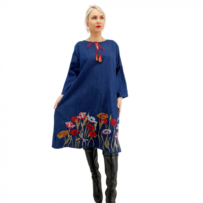 Rochie din denim cu broderie - valentina 2