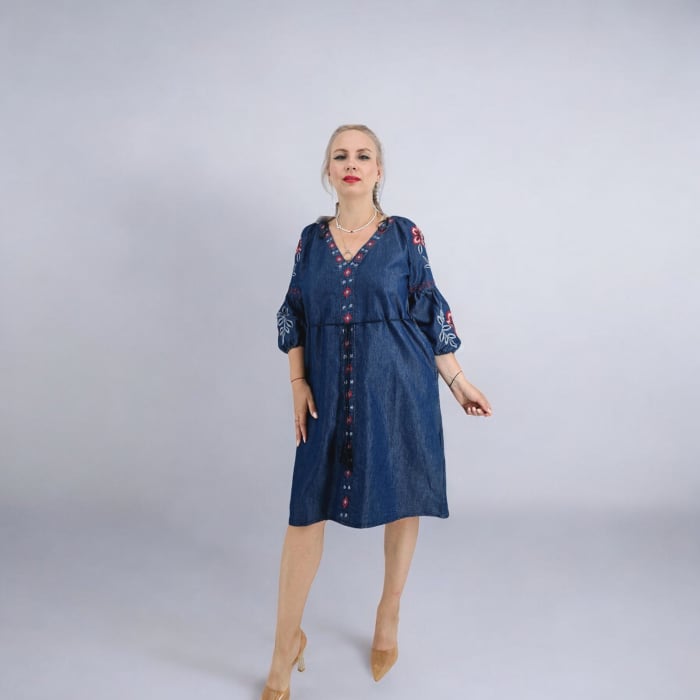 Rochie din Denim cu broderie Safira [8]
