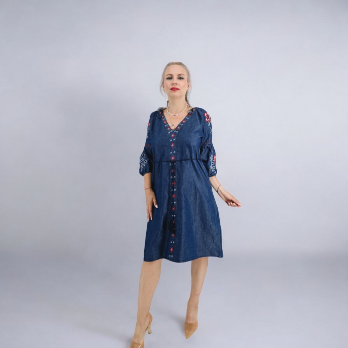 Rochie din Denim cu broderie Safira [5]