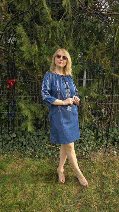 Rochie din Denim cu broderie Zina 2 [2]