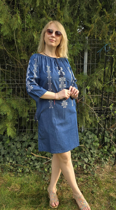 Rochie din Denim cu broderie Zina 2