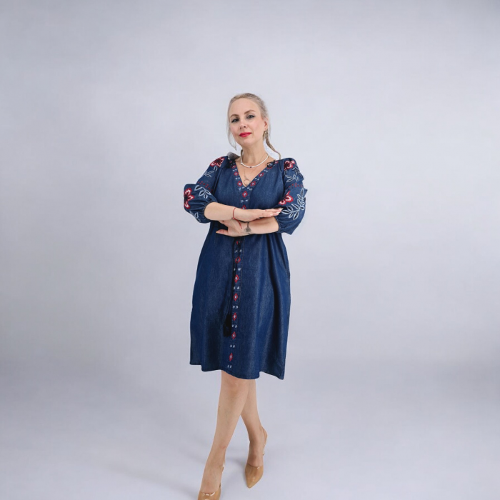 Rochie din Denim cu broderie Safira [6]
