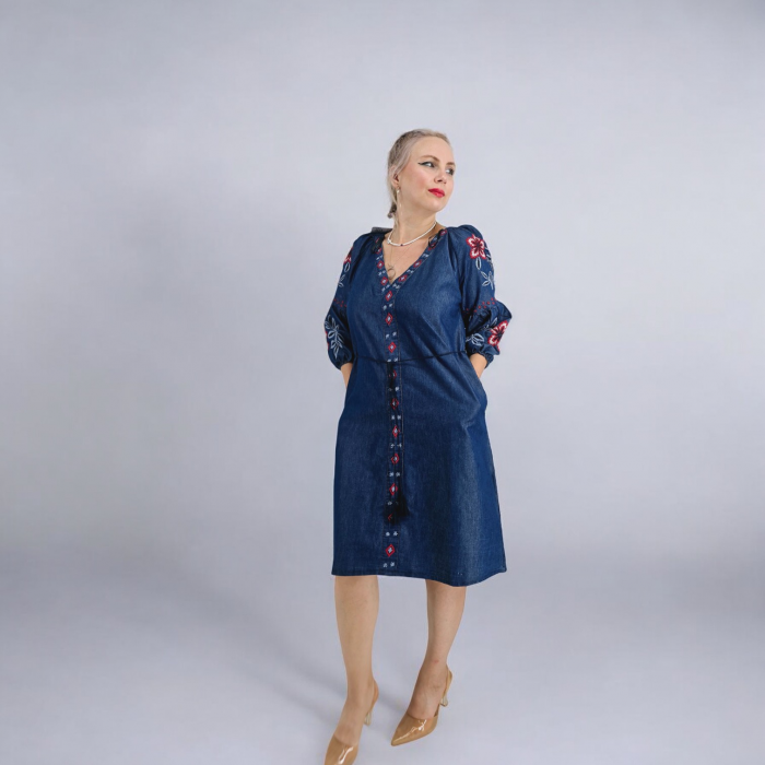 Rochie din Denim cu broderie Safira [3]