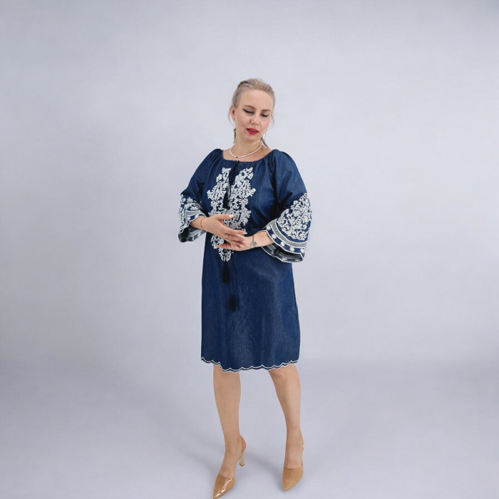 Rochie din Denim cu broderie Zina [9]