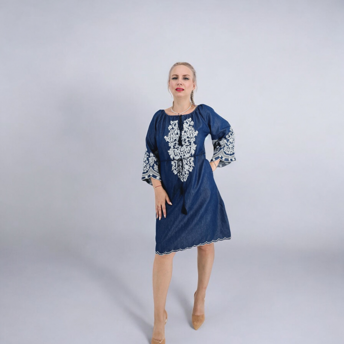 Rochie din Denim cu broderie Zina [5]
