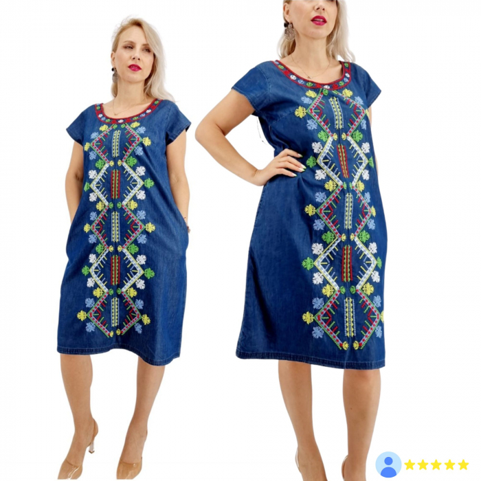 Rochie din Denim traditionala Sanda 64