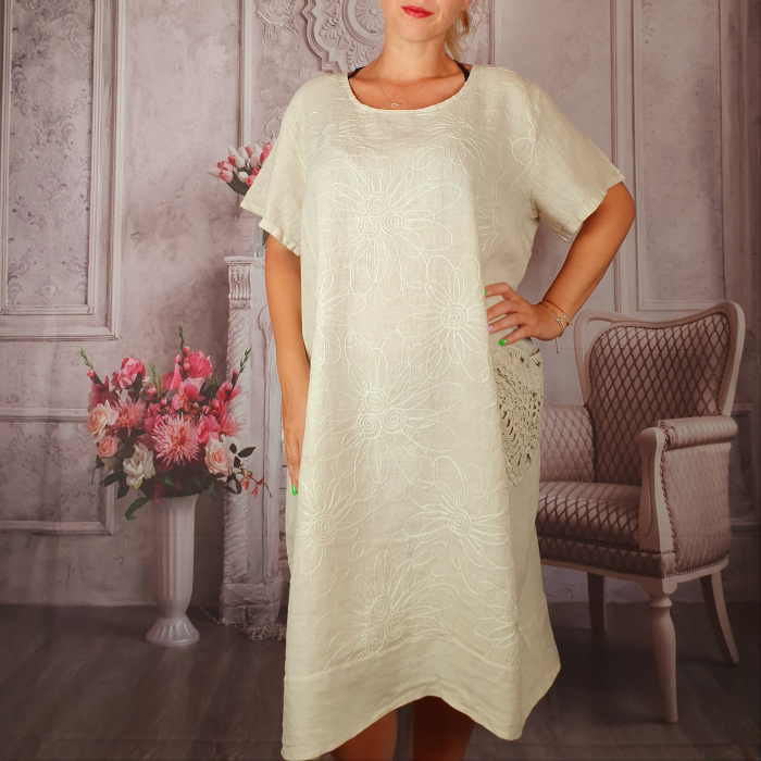 Rochie din in cu broderie fabiana