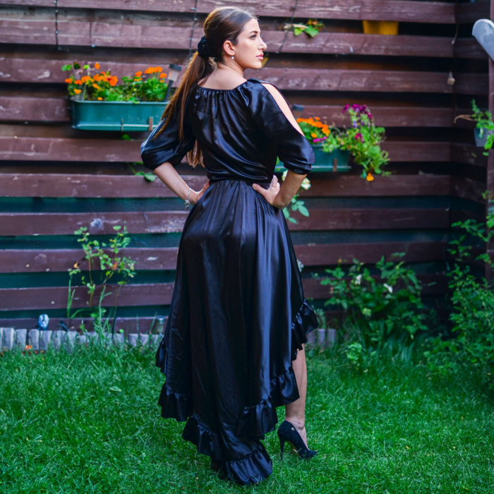 Rochie eleganta asimetrica neagra Neluta [2]