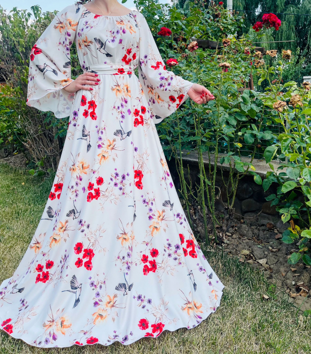 Rochie eleganta din barbie cu imprimeu floral Andrada 2 [7]