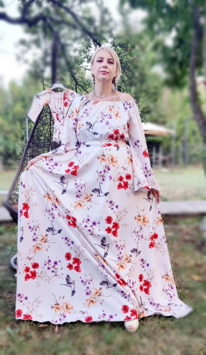 Rochie eleganta din barbie cu imprimeu floral Andrada 2 [4]