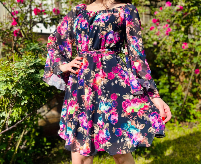 Rochie din voal cu imprimeu floral Delia [3]