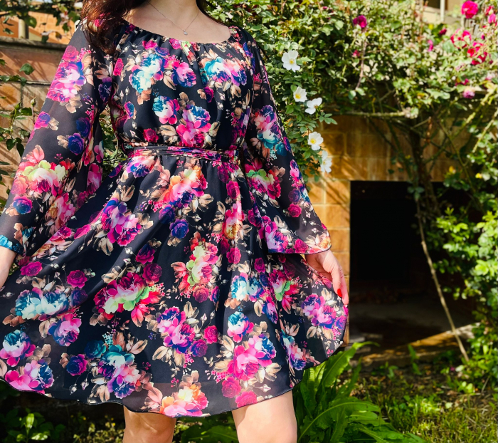 Rochie din voal cu imprimeu floral Delia [2]
