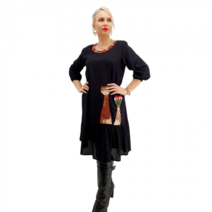 Rochie neagra midi cu 2 girafe [3]